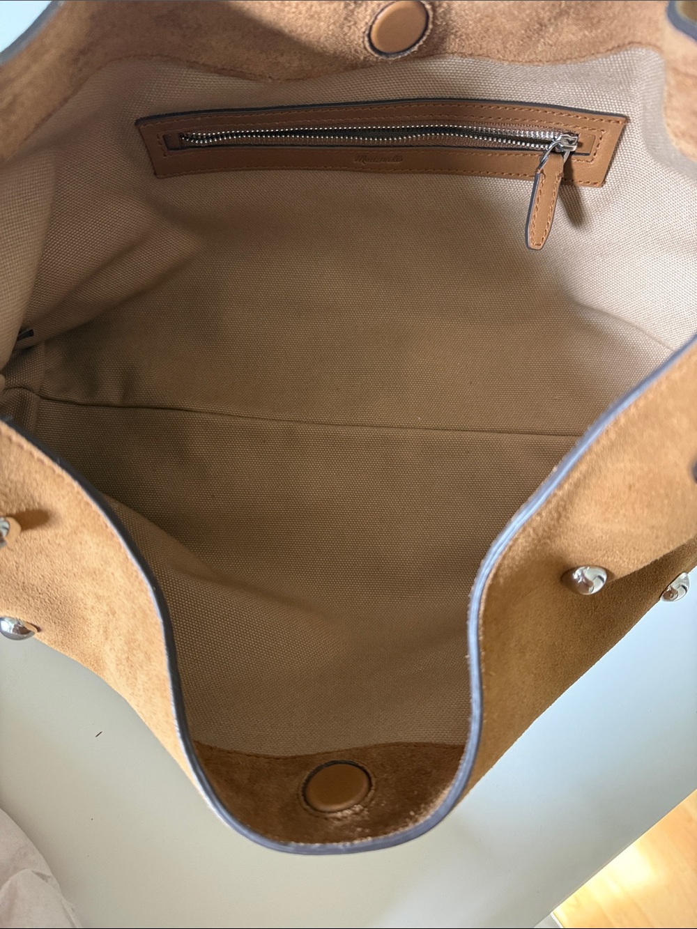 Madewell Brown Suede Studded Hobo Bag NWOT - Picture 4 of 4